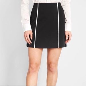 NWT Modcloth Black Pencil Mini Skirt White Piping Stripes Stretch 2